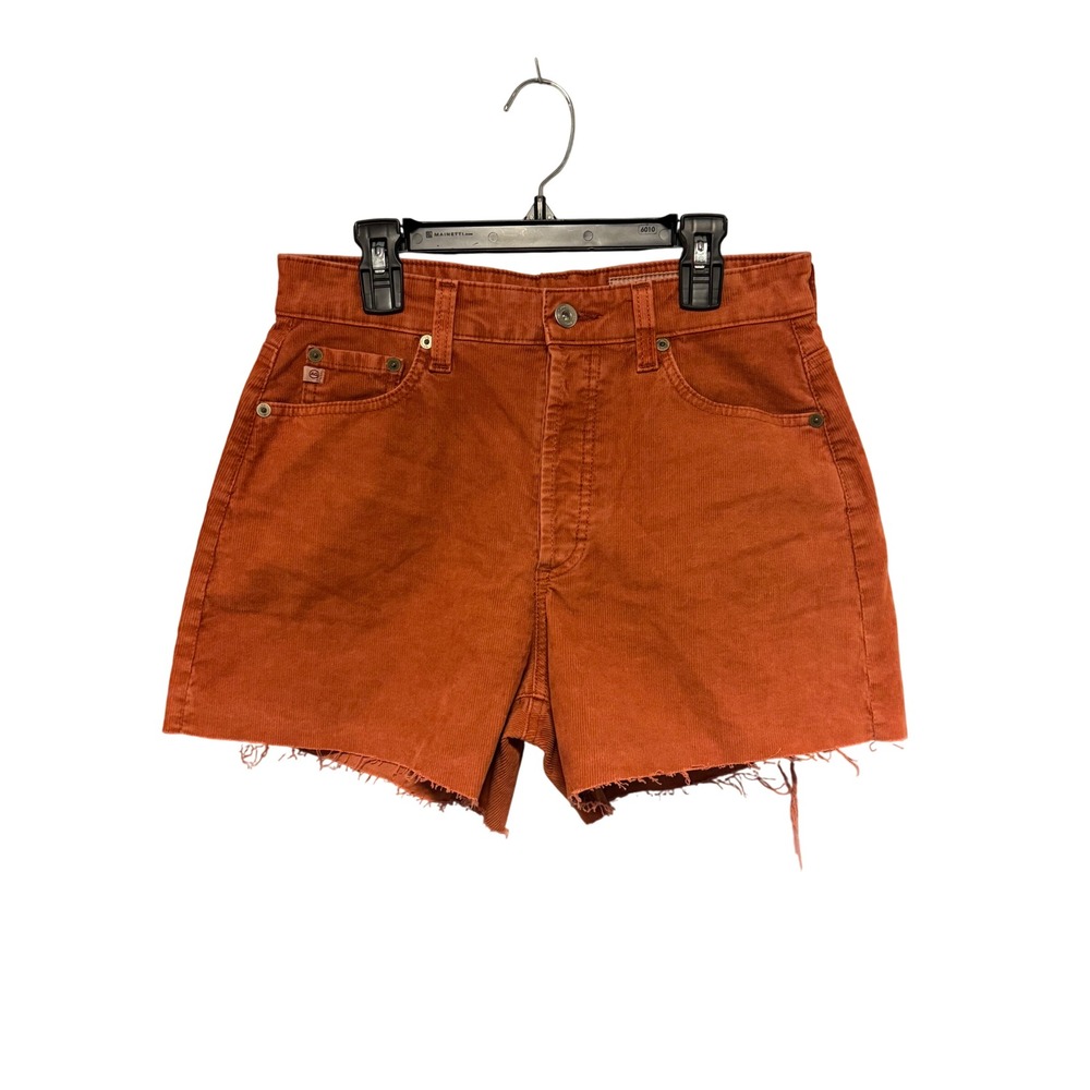 AG Adriano Goldschmied Alexxis High Rise Cord Cutoff Shorts Women's 27R Orange